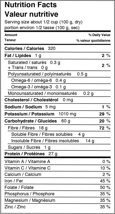 Nutritional Information Lentils Org